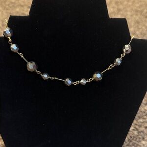 Cookie Lee Gold and Iridescent Brown Beaded Choker Necklace